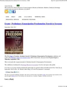 Preliminary Emancipation Proclamation Travels to Syracuse « CLRC