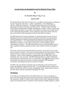 Microsoft Word - Arsenic Removal and the BioSand Water Filter April 30, 2007.doc