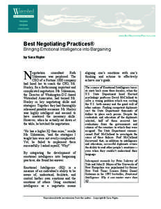 Best Negotiating Practices® Bringing Emotional Intelligence into Bargaining by Sara Rigler N