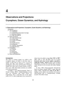 4 Observations and Projections: Cryosphere, Ocean Dynamics, and Hydrology 4. Observations and Projections: Cryosphere, Ocean Dynamics, and Hydrology Introduction