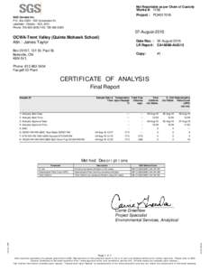 Not Reportable as per Chain of Custody  Works #: 1156 Project : PO#017018