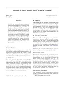 Automated Essay Scoring Using Machine Learning  Shihui Song Jason Zhao  