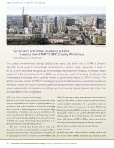 UGEC Viewpoints | No. 10 | May 2014 | www.ugec.org  Nairobi, Kenya Governance and Urban Resilience in Africa: