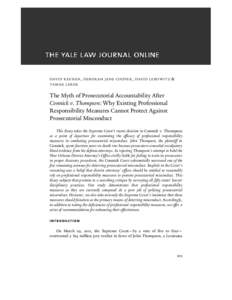 DAVID K EENAN , D E B O R A H JANE COOPER , D AVID LE B O W I T Z TA M A R LERER &  The Myth of Prosecutorial Accountability After