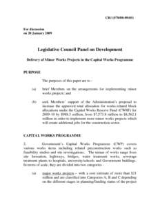 CB[removed]For discussion on 20 January 2009 Legislative Council Panel on Development Delivery of Minor Works Projects in the Capital Works Programme