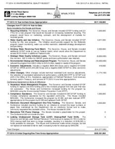 FY[removed]ENVIRONMENTAL QUALITY BUDGET  H.B[removed]P.A. 252 of 2014): INITIAL FY[removed]Year-to-Date Gross Appropriation ........................................................................ Changes from FY[removed] 