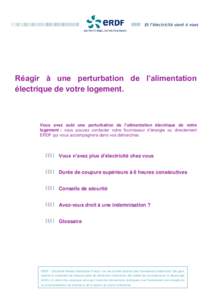 Réagir à une perturbation de l’alimentation électrique de votre logement. Vous avez subi une perturbation de l’alimentation électrique de votre logement : vous pouvez contacter votre fournisseur d’énergie ou d