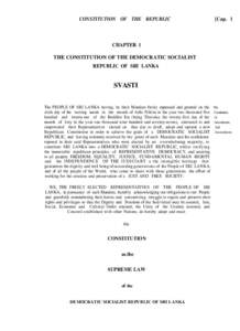 CONSTITUTION OF THE REPUBLIC  [Cap. 1 CHAPTER 1 THE CONSTITUTION OF THE DEMOCRATIC SOCIALIST