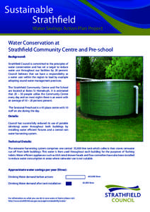 Sustainable Strathfield Water Savings Action Plan Project Water Conservation at Strathfield Community Centre and Pre-school