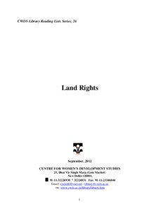 CWDS Library Reading Lists Series; 26  Land Rights