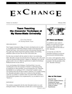 The Journal of Alexander Technique International  E XC HANGE Volume 14, Number 1  February 2006