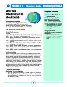 Module 1  Educator’s Guide What can satellites tell us