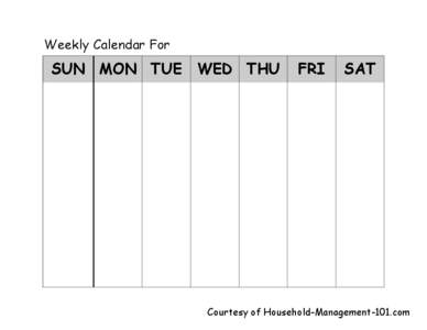 Weekly Calendar For  SUN MON TUE WED THU FRI