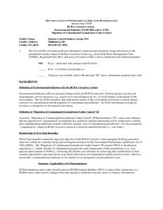 Region 3  RCRA Corrective Action Envionmental Indicator for Johnson Controls Battery Group, INC GW_DED002353092