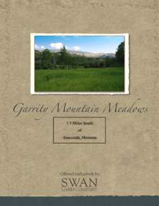 Garrity Mountain Meadows 1.5 Miles South of Anaconda, Montana  Offered exclusively by