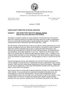 North Carolina Department of Health and Human Services Division of Social Services 2408 Mail Service Center • Raleigh, North Carolina[removed]Michael F. Easley, Governor Dempsey Benton, Secretary