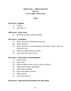 REGULATION II - PERMITS AND FEES RULE 210 TITLE V PERMIT PROVISIONS INDEX  SECTION[removed]GENERAL