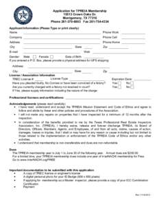 Application for TPREIA Membership