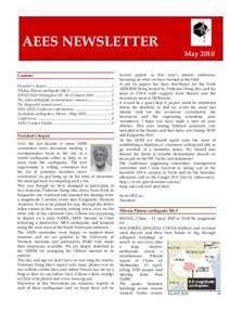 AEES NEWSLETTER Contents President’s Report ..................................................................... 1 Tibetan Plateau earthquake M6.9 ............................................ 1 NZSEE2010 Wellington NZ