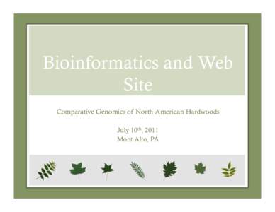 Bioinformatics and Web Site Comparative Genomics of North American Hardwoods July 10th, 2011 Mont Alto, PA
