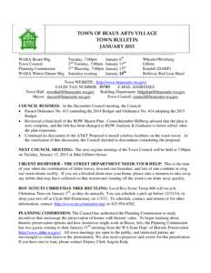 TOWN OF BEAUX ARTS VILLAGE TOWN BULLETIN JANUARY 2015 *******************************************************************************************  WABA Board Mtg.