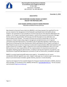 New Hampshire Housing Finance Authority 32 Constitution Drive, Bedford, NH[removed]PO Box 5087 Manchester, NH[removed]9315 Fax: [removed]