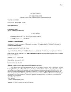 Page 1  1 of 2 DOCUMENTS NEW JERSEY REGISTER Copyright © 2007 by the New Jersey Office of Administrative Law VOLUME 39, ISSUE 22