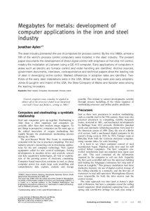 Steel / Technology / McLouth Steel / Steel mill / Electric arc furnace / Youngstown Sheet and Tube / General Electric / IBM 1800 Data Acquisition and Control System / Ferranti / Steelmaking / Metallurgy / Industrial furnaces