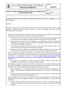 MCT – LABORATÓRIO NACIONAL DE ASTROFÍSICA  NÚMERO: RN