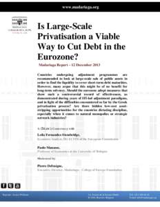 www.madariaga.org  Is Large-Scale Privatisation a Viable Way to Cut Debt in the Eurozone?