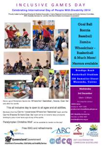 Sporting Wheelies and Disabled Association / Boccia / Wheelchair basketball / Basketball / Sports / Team sports / Cairns