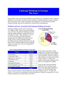 Underage Drinking in Georgia The Facts Tragic health, social, and economic problems result from the use of alcohol by youth. Underage drinking is a causal factor in a host of serious problems, including homicide, suicide