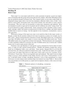 Tropical Horticulture © 2002 Jules Janick, Purdue University  Reading 28 Root Crops “Root crops” is a convenient catch-all for a wide assortment of species scarcely less important as food plants than the groups disc