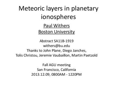 Astrophysics / Plasma / Ionosphere / Meteoroid / Physics / Plasma physics / Space plasmas