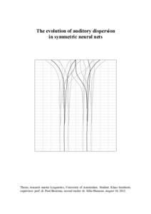 The evolution of auditory dispersion in symmetric neural nets Thesis, research master Linguistics, University of Amsterdam. Student: Klaas Seinhorst; supervisor: prof. dr. Paul Boersma; second reader: dr. Silke Hamann. A