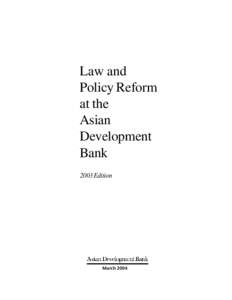 Law and Policy Reform at the Asian Development Bank