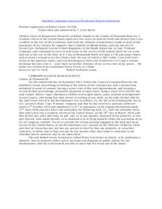 Southern Campaign American Revolution Pension Statements Pension Application of Robert Green: S33268 Transcribed and annotated by C. Leon Harris I Robert Green of Bridgewater (form erly of Rhode Island) in the County of 