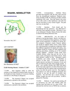 WA4IWL NEWSLETTER www.earsradioclub.org 7:30 PM Correspondence. Matthew Henry