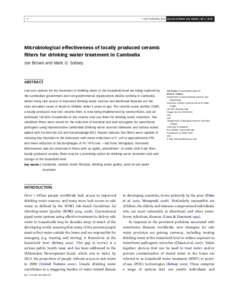 Q IWA Publishing 2010 Journal of Water and Health | 08.1 | Microbiological effectiveness of locally produced ceramic filters for drinking water treatment in Cambodia