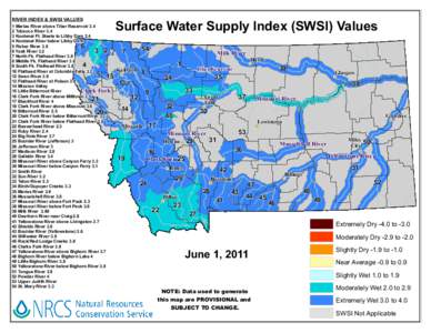 RIVER INDEX & SWSI VALUES  1 Marias River above Tiber Reservoir[removed]Tobacco River[removed]Kootenai Ft. Steele to Libby Dam[removed]Kootenai River below Libby Dam