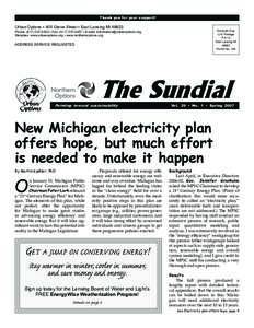 Thank you for your support!  Spring 2007 • The Sundial • 1 Urban Options • 405 Grove Street • East Lansing MI 48823