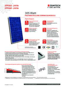 STP305 - 24/Ve STP300 - 24/Ve 305 Watt  POLYKRISTALLIJNE ZONNECELMODULE