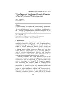 The Journal of Private Enterprise 28(1), 2012, 105–111  Using Economic Freedom and Statistical Analysis to Teach Principles of Macroeconomics Matt E. Ryan Duquesne University