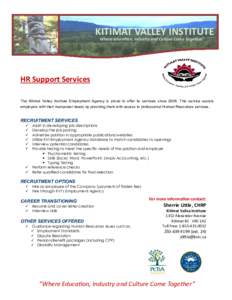 Human Resources Support Services Recruitment Finders Fee  KITIMAT VALLEY INSTITUTE