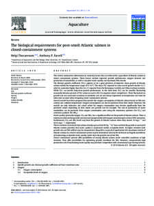 The biological requirements for post-smolt Atlantic salmon in closed-containment systems