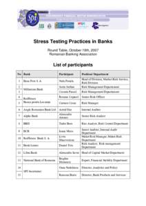 Stress Testing Practices in Banks