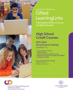 Center for Talent Development  Gifted LearningLinks Individualized Online Courses for Gifted Students