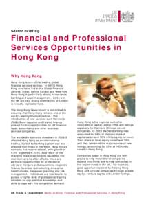 Financial and Professional Services Opportunities in Hong KOng