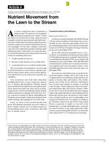 Article 4 Feature article from Watershed Protection Techniques. 2(1): [removed]Nutrient Movement from the Lawn to the Stream