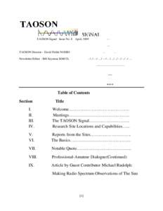 TAOSON Signal Issue No. 8 April, TAOSON Director-- David Fields N4HBO
